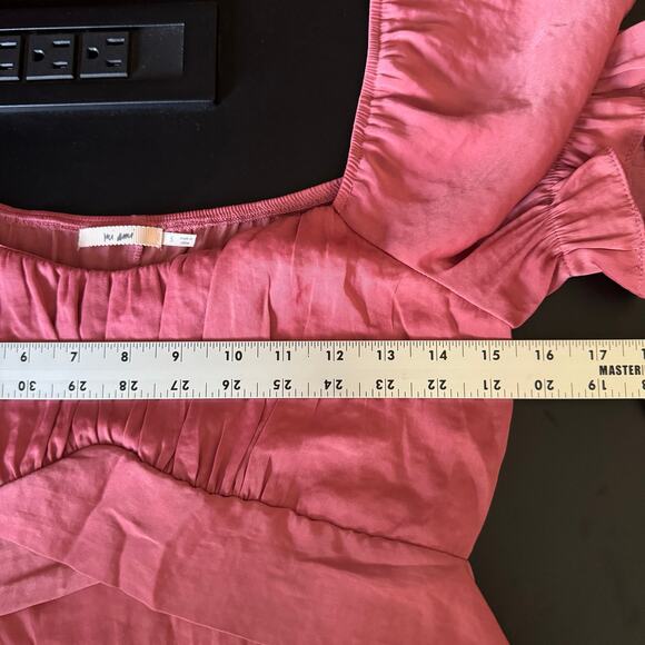 Y2K‎ Babydoll Dress Size S Pink Croquette Preppy Romantic Scoop Neck Midi Soft - Picture 10 of 13